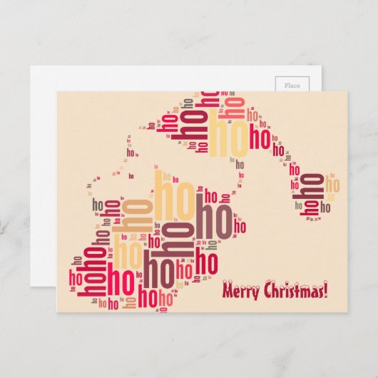 Santa Claus woordcloud Ho Ho Ho Feestdagenkaart (Voorkant / Achterkant)