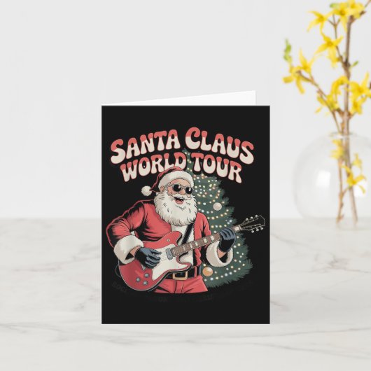 Santa Claus World Tour Rocking Around The Christma Kaart (Gele Bloem)