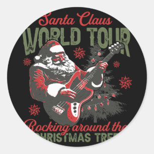 Santa Claus World Tour Rocking Around The Kerstmis Ronde Sticker