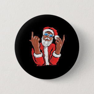 Santa Claus Zwart Man Kerst Xmas Familie Pajama Ronde Button 5,7 Cm