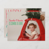 Santa Clause arrive à la ville Carte de Noël (Devant / Derrière)