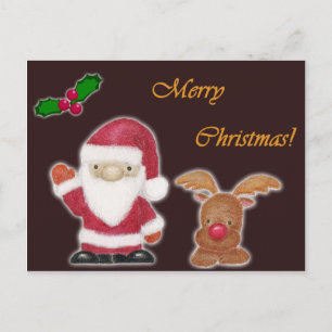 Santa Clause et carte postale de rennes à nez roug