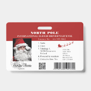 Santa Clause faux Perdu Permis de Conduire Badge