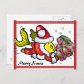 Santa Clause Fish - drôle jolie carte postale de N (Devant / Derrière)