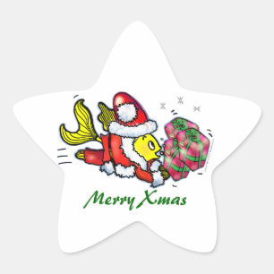 Santa Clause Fish - drôle mignon Stickers de Noël