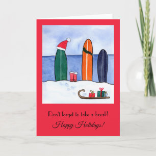 Santa Clause ging surfen op het Wenskaart Kaart