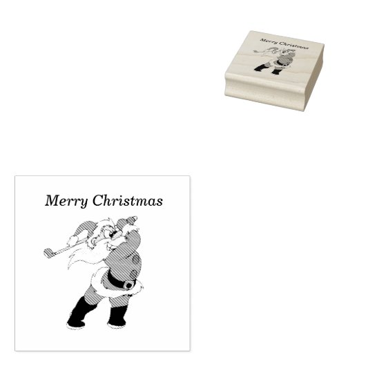 Santa Clause golf 2x2 Rubber Stamp Rubberstempel (Gestempeld)