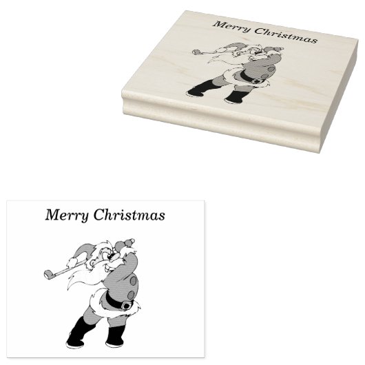 Santa Clause golf 4x5 Rubber Stamp Rubberstempel (Gestempeld)