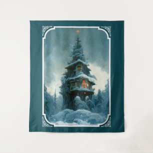 Santa Clause Home Sweet Home Kerstboom Wandkleed
