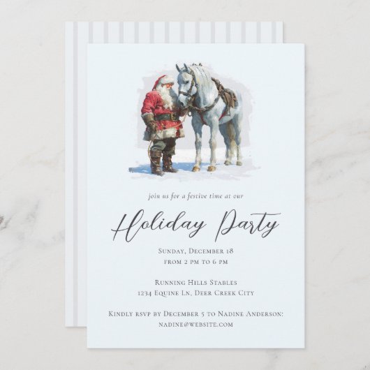 Santa Clause Horse Equestrian Holiday Party Kaart (Voorkant / Achterkant)