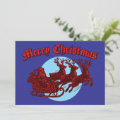 Santa Clause In Sleigh & Reindeer Christmas Feestdagenkaart (Staand voorkant)