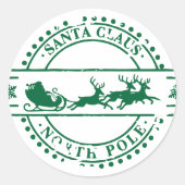 Santa Clause North Pole Green Ronde Sticker (Voorkant)