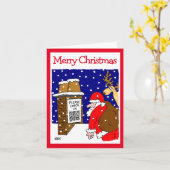 Santa Clause QR Code Design Funny kerstkaart Kaart (Gele Bloem)