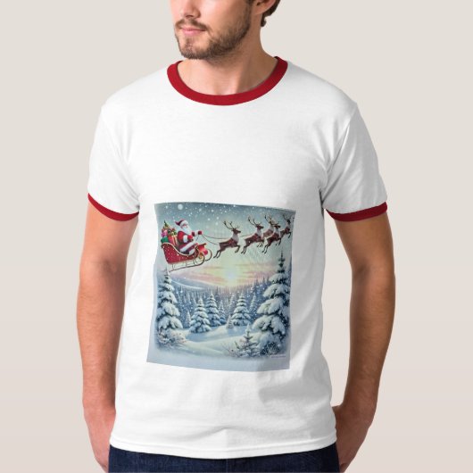 Santa Clause Rain Deer T Shirt (Voorkant)
