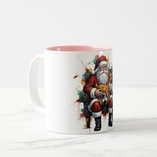 Santa Clause & Reindeer , Christmas Mug (Devant gauche)