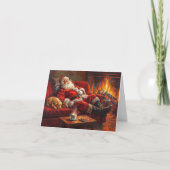 Santa Clause Resting Folded Holiday Card Feestdagen Kaart (Voorkant)