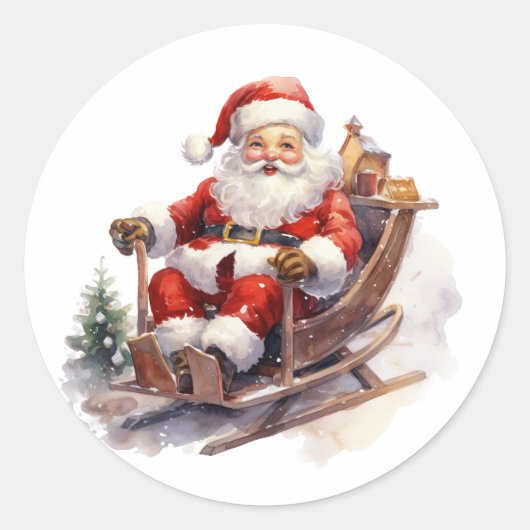 Santa Clause Ronde Sticker (Voorkant)