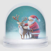 Santa Clause & Rudolf Christmas Snow Globe Sneeuwbol (Voorkant)