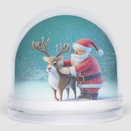 Santa Clause & Rudolf Christmas Snow Globe Sneeuwbol