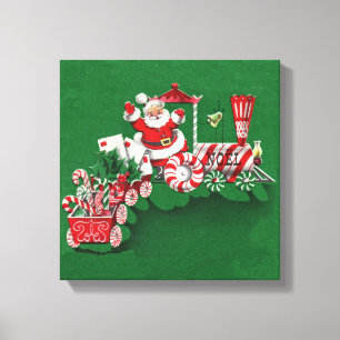  Santa Clause Snoep Trein Canvas Afdruk