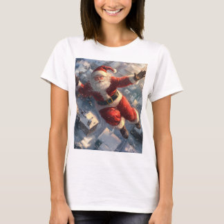 Santa Clause vliegen (vrolijk kerstfeest) T-shirt