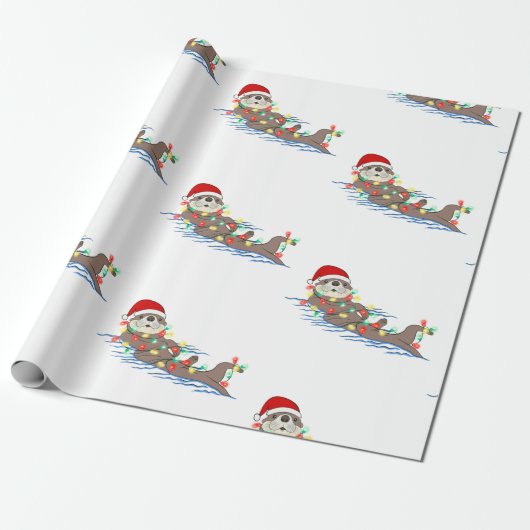 santa clausotter cadeaupapier (Uitgerold)