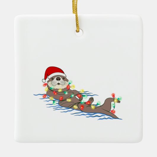 santa clausotter keramisch ornament (Voorkant)