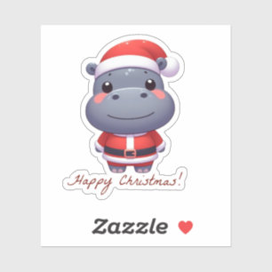 Santa Clausule nijlpaard, grappig nijlpaard Sticker
