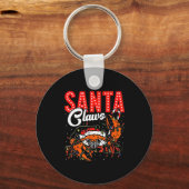 Santa Claws Christmas Funny Crab Lights Holiday Ca Sleutelhanger (Voorkant)