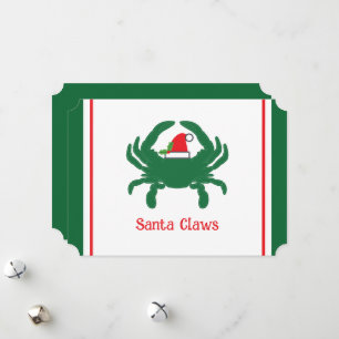 Santa Claws List Nautical Pun Holiday Card Feestdagenkaart