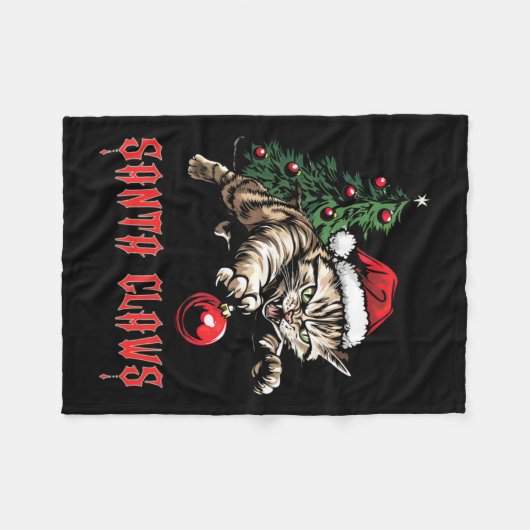 Santa Claws Long Sleeve  Fleece Deken (Voorkant (Horizontaal))