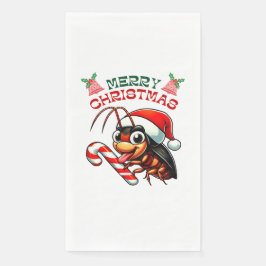 Santa Cockroach Cartoon Christmas Candy Cane Servet
