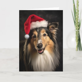 Santa Collie Feestdagen Kaart