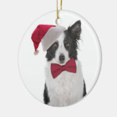 Santa Collie kerstversiering Keramisch Ornament (Links)