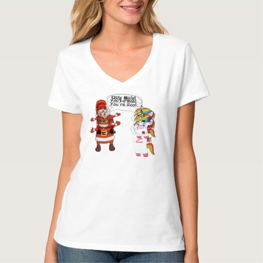 Santa Conversation With Unicorn Shirt - Funny! (Voorkant)