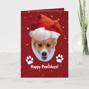 Santa Corgi Happy Pawliday-kaart Kaart