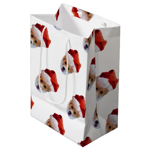 Santa Corgi-kerstcadeau Medium Cadeauzakje (Voorkant Gekanteld)