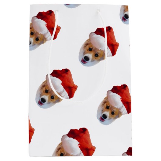Santa Corgi-kerstcadeau Medium Cadeauzakje (Voorkant)