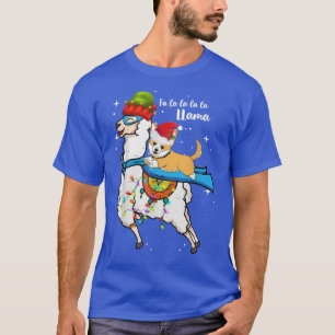 Santa Corgi Riding Lama Funny Corgi Kerstmis T-shirt