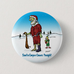 Santa Corpse Funny Zombie-Cartoon Ronde Button 5,7 Cm