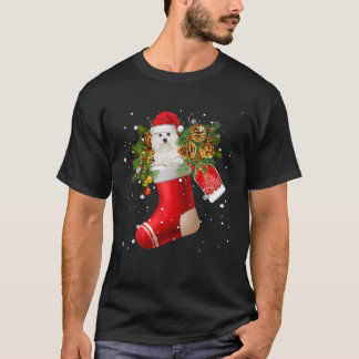 Santa Coton de tulear in de kerstsok Pajama T-shirt
