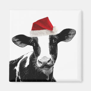 Santa Cow - Dairy Cow met Santa Hat Magneet