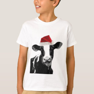 Santa Cow - Dairy Cow met Santa Hat T-shirt