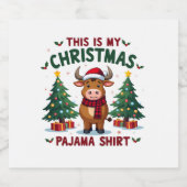 Santa Cow Xmas Tree Lights This Is My Christmas Pa Sparkling Wijnetiket (Enkel label)