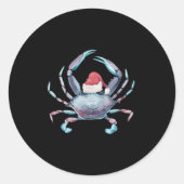 Santa Crab Clause Kuststrand Kerstmis Juli Cla Ronde Sticker (Voorkant)