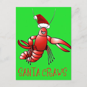 Santa Crawdad (Santa Craws) Briefkaart