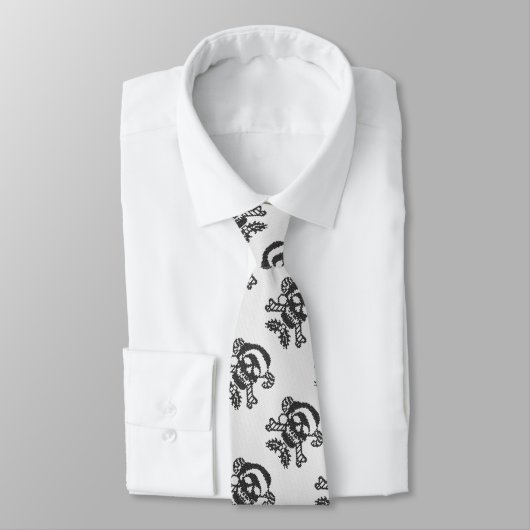 Santa Crossbones Skull in Ugly Sweater Style Stropdas (Gebonden)