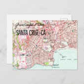 Santa Cruz CA 1955 Map Briefkaart (Voorkant / Achterkant)