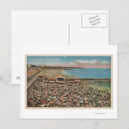 Santa Cruz, CA - Beach Scene Full of People Briefkaart (Voorkant / Achterkant)