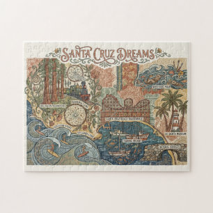Santa Cruz California Dromen Kaart  Surfende Kust Legpuzzel